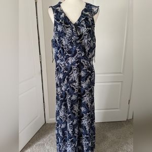 Ronni Nicole Maxi Dress Blue Floral Lined Women's Size 16 , it fits large